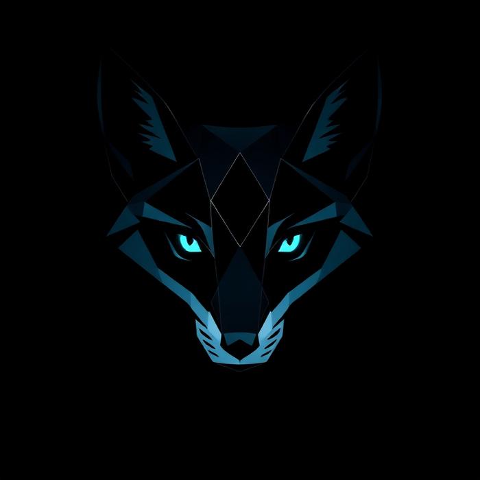 Abstract geometric WandFox with glowing eyes